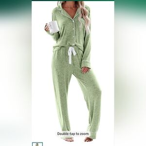 Greeb 2 Piece Button Down Cozy Pajama Set
